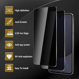 3 Pack Privacy Screen Protector For Samsung Galaxy S24 Fe With 3 Pack Camera Lens Protector, Anti Spy Tempered Glass Film, 9H Hardness, Black Protector, Anti-Scratch, Bubble Free