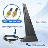 Wifi 6E 7 Tri-Band 6Ghz 5Ghz 2.4Ghz Antenna Magnetic Base External High Gain Antenna New Interface For Pc Desktop Computer For Msi Mpg Meg Mlg Pro Mag Gaming Wifi7 Gaming Motherboard Antennas Black