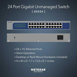 24-Port Gigabit Ethernet Unmanaged Switch (Gs524) Desktop, Wall Or Rack Mount, And Limited Protection