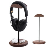 Walnut Wood & Aluminum Headset Stand, Desktop Headphone Stand, Headset Holder