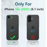 For Iphone 16E Phone Case: Military Grade Drop Proof Protection Mobile Cover With Kickstand | Matte Textured Rugged Shockproof Tpu | Protective Sturdy Iphone 16E Cases 2025 - Black