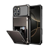 Compatible With Iphone 16 Pro Max Case With Card Holder Dual Layer Heavy Duty Drop Protection Hidden Flip 4-Card Slot Wallet Phone Case For Iphone 16 Pro Max For Women Men, 6.9'' Gun Metal