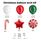 Christmas Balloon Arch kit with Red Green White Candy Cane Balloons Red Star Balloons for Holiday Christmas Party Decorations