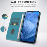 Pixel 9/9 Pro Wallet Case 2024, PU Leather Flip, Card Holder, Kickstand, Green