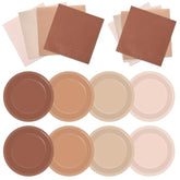 200PCS Boho Baby Shower Plates & Napkins Set for 25 Guests - Brown Gradient