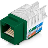 45° Angled Cat6 Keystone Jack In Green - Slim Profile Rj45 Ethernet Connector