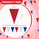 Patriotic Pennant Banner Red Blue Silver/White Triangle Flag Bunting Banner Patriotic Decorations Glitter Paper Garlands For 4Th Of July Independence Day Party Decorations Supplies 40 Feet