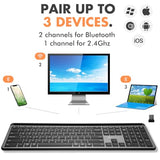 X9 Wireless Keyboard With Phone Holder - Full Size Bluetooth Keyboard With Number Pad, Backlit Wireless Keyboard, Multi-Device For Ipad, Tablet, Pc, Mac, Iphone, Android - Gray