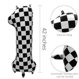 42 Inch Checkered Number Balloon 2, 2Nd Race Car Birthday Party Supplies For Boys Girls, Large Black And White Number 2 Balloon Party Decorations (Checkered 2)