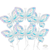 Iridescent Butterfly Balloons, 6 Pcs Iridescent Butterflies Foil Balloons Rainbow Clear Balloons Helium For Butterfly Themed Wedding Birthday Spring Garden Baby Shower Party Decorations