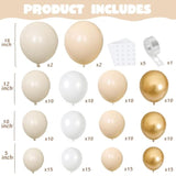 144pcs White & Gold Balloon Arch Kit for Boho Baby Shower, Wedding and Party Decor