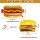 10Pcs BBQ Party Balloons Food Foil Hot Dog Burger Fries Ketchup Mustard