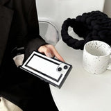 Rectangle Black White Lines Retro Phone Case For Iphone 16 Pro Max 6.9In,Luxury Minimal Designer Striped Cool Pattern Chic Trendy Rectangled Glossy Slim Cover(Iphone 16Promax 6.9")