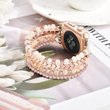 Beaded Bracelet Compatible With Apple Watch Band 38Mm/40Mm/41Mm/42Mm?Series 10? 9/8/7/Se/6/5/4/3/2/1 Women Fashion Handmade Elastic Stretch Strap For Iwatch Bands Replacement Rose Gold
