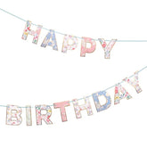 Meri Meri English Garden Birthday Banner (Pack of 1), 6' Party Banner Including Excess Cord, Meri Meri Garland Birthday Party Decorations, Reusable