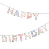 Meri Meri English Garden Birthday Banner (Pack of 1), 6' Party Banner Including Excess Cord, Meri Meri Garland Birthday Party Decorations, Reusable