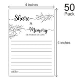 Share A Memory Card, Memorial Cards For Celebration Of Life, Funeral Guest Book, Advice For The Bride, Wedding Favors, Graduation, Retirement, Going Away Party Decorations, 4X6 Inch, 50 Pack