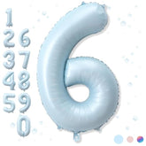 40 Inch 6 Balloon Number, Large Pastel Baby Sky Blue Foil Number 6 Balloons Birthday Party Decor, Light Powder Blue Helium Mylar Self Inflating Balloon For Boys Kid 6Th Birthday Anniversary Decoration