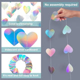 52 Feet Love-Heart Garland Shiny Iridescent Heart Streamers Holographic Paper Garland For Valentines Day Birthday Wedding Engagement Bridal Shower Bachelorette Winter Christmas Decoration