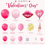 Valentines Balloons Arch Garland Kit With Explosion Star Pink Heart Lip Foil Balloon For Women Girls Valentine'S Day Galentines Day Party Wedding Engagement Anniversary Party Supplies