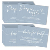 Diaper Raffle Tickets & Book Request Cards For Baby Shower - Set Of 50 Blue Minimalist Game Cards (2.1X3.5 Inch)-Baby Announcement Invite Supplies For Boys & Girls-Gender Reveal Party Decorations-A01