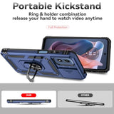 Motorola G Play 2024 4G Blue Case with Sliding Camera Lens Cover and 360° Rotatable Kickstand Ring, Soft Silicone Rubber Bumper and Hard Plastic Phone Case with HD Screen Protector
