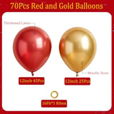Red And Gold Balloons,70 Pack 12 Inch Metallic Gold And Helium Matte Red Balloons For Valentine'S Day Wedding Birthday Engagements Anniversary Party Decorations