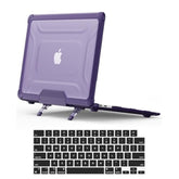 For Macbook Air 13 Inch Case 2025 2024-2022 M4 M3 M2 A3240 A3113 A2681, Heavy Duty Rugged Tpu Bumper Hard Case With Foldable Kickstand & Keyboard Cover For Macbook Air 13.6 Inch Case, Purple