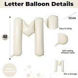 40 Inch Beige Mom Balloons for Mothers Day Decorations, Large Cream Mother's Day Mylar Foil Balloon Letter, Ivory White Sand Mom Alphabet Sign for Mama Birthday Baby Shower Party Decor Supplies