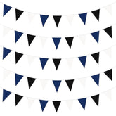 40Ft Blue Black White Fabric Bunting Banner Pennant Hanging Party Decorations Cotton Triangle Flag Garland For Graduation Father'S Day Boys Gaming Video Game Baptism Birthday Wedding Baby Shower Decor