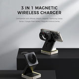 3 In 1 Fast Charging Station For Iphone 16 Pro Max/15/14/13/12,Portable Wireless Magnetic Phone Charger For Watch Earbuds,Usbc Headphone Stand Power Bank Mount Multiple Devices