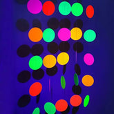 Neon Paper Circles Garland, Rave Black Light Birthday Decorations, Glow In The Dark Party Supplies, Uv Blacklight Reactive Decor, Hanging Circle Dots Streamers Wall Backdrop