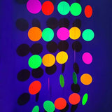 Neon Paper Circles Garland, Rave Black Light Birthday Decorations, Glow In The Dark Party Supplies, Uv Blacklight Reactive Decor, Hanging Circle Dots Streamers Wall Backdrop