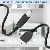 Usb 2.0 Printer Cable 10 Ft,Usb 2.0 A To B Connector, High - Speed Data Transfer For Printers & Scanners, Compatible With Hp, Canon, Epson, Brother And More Black, 10Ft