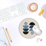 Mid Century Modern Blue Geometry Art Small Mouse Pad 7.9X7.9 Inches,Washable Round Cloth Mousepad For Office Laptop Computer,Non-Slip Rubber Base Mouse Pads For Wireless Mouse,Girls Gifts