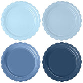 48 Pcs Blue Paper Plates Gradient Blue Party Plates 7”Disposable Scalloped Dessert Plates For Birthday Wedding Bridal Engagement Baby Shower Party Supplies Dessert Tableware