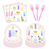 96Pcs Princess Birthday Party Paper Plates And Napkins For Girls Princess Party Disposable Tableware Dinnerware Set Fairytale Dinner Dessert Plates Party Supplies For 24 Guests