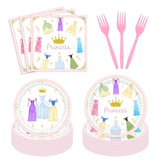 96Pcs Princess Birthday Party Paper Plates And Napkins For Girls Princess Party Disposable Tableware Dinnerware Set Fairytale Dinner Dessert Plates Party Supplies For 24 Guests