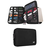 Double Layer Electronic Accessories Organizer, Travel Gadget Bag For Cables, Usb Flash Drive, Plug And More, Perfect Size Fits For Ipad Mini (Medium, Black)
