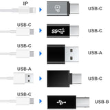 Usb A3.0 To Usb C,C Females To Usb2.0, C To Type C Females,C To Usb B,Iphone Female To Type C Compatible With Iphone 16 15 14,Samsung Galaxy, Laptop (5 Packs)