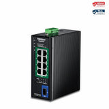 9-Port Industrial 2.5G Din-Rail Poe++ Switch With 10G Sfp+ Port, Ti-Bg5091, Multi-Gigabit, 8 X 2.G Poe++ Ports, 1 X 10G Sfp+ Port, 480W Poe Power Budget, 60Gbps, Protection, Black
