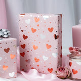 Gold Foil Heart Wrapping Paper Reversible Pink Gift Wrap 17In X 32.8Ft