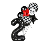 Race Car Birthday Balloon Set: Checkered Flag, Number 2, 40 Inch