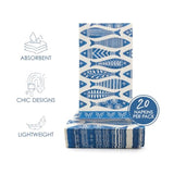 , 20-Count 3-Ply Dinner Size Paper Napkins, Decorative Guest Paper Napkins For Party Picnic, Dinner, Baby Shower, Bridal Shower, Fish