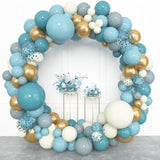 Dusty Blue Balloon Arch Kit: Ivory, Slate & Gold Party Decor