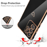 Designed For Samsung Galaxy S21 Ultra 5G Case,Cute Plating Edge Love Hearts Pattern With Camera Lens Protection Phone Cover For Girls Women,Black