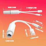 Poe Splitter 48V To 12V Power Over Ethernet Waterproof Splitter Adapter,12W(Max), 5.5X2.1Mm Dc Connector,Ieee 802.3Af/At,Suitable For Security Ip Cameras (2 Pack)