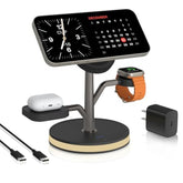 3 In 1 Charging Station For Apple Devices, Fast Charging Magsafe Charger Stand With Led Light And 20W Pd Adapter, Wireless Nightstand Charger For Iphone16/15/14/13/12 Series& Airpods& Iwatch And More