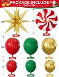 Christmas Balloon Garland Arch Kit, Red Green Gold Christma Balloon
