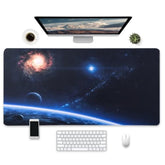 Extended Xxl Desk Mat With Cosmic Design,Space Galaxy With Gaming Mouse Pad, Computer Mouse Pad With Blue Earth And Stars,Mouse Pad Gaming For Gamer, Office & Home?31.5X15.7 Inches